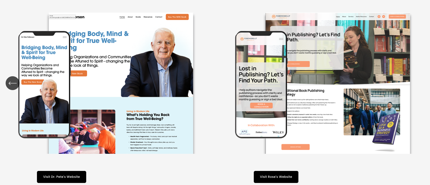 Dr. Pete Patterson and Foreword Lit websites