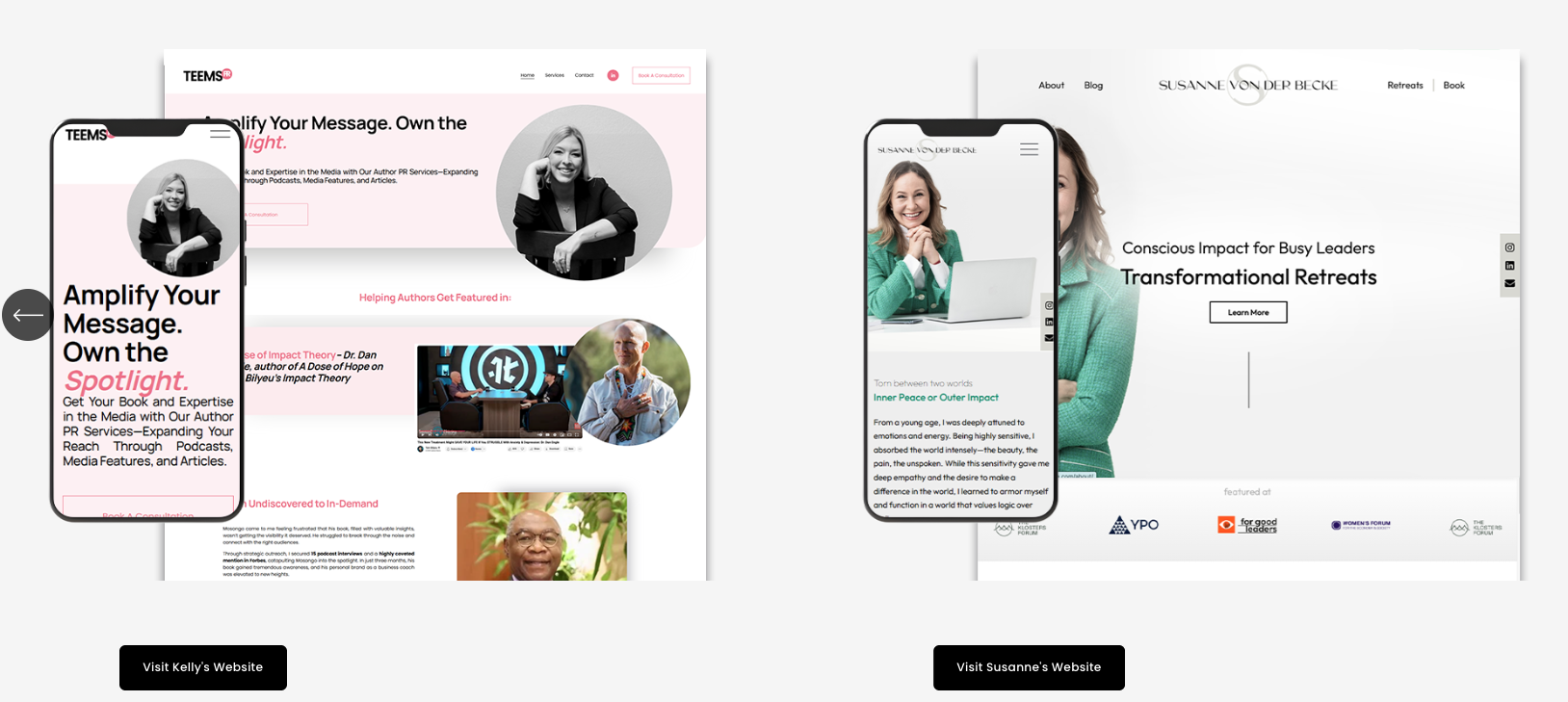 TEEMS PR and Susanne von der Becke websites